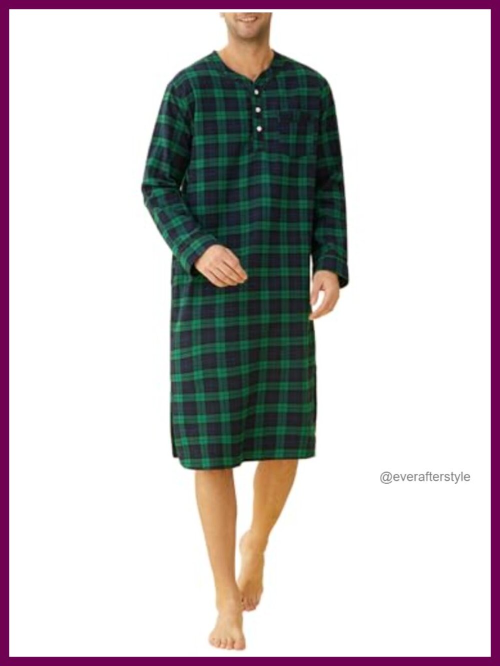 Latuza Men's Cotton Flannel Nightshirt Sleep Shirt Button Front Long Sleeve